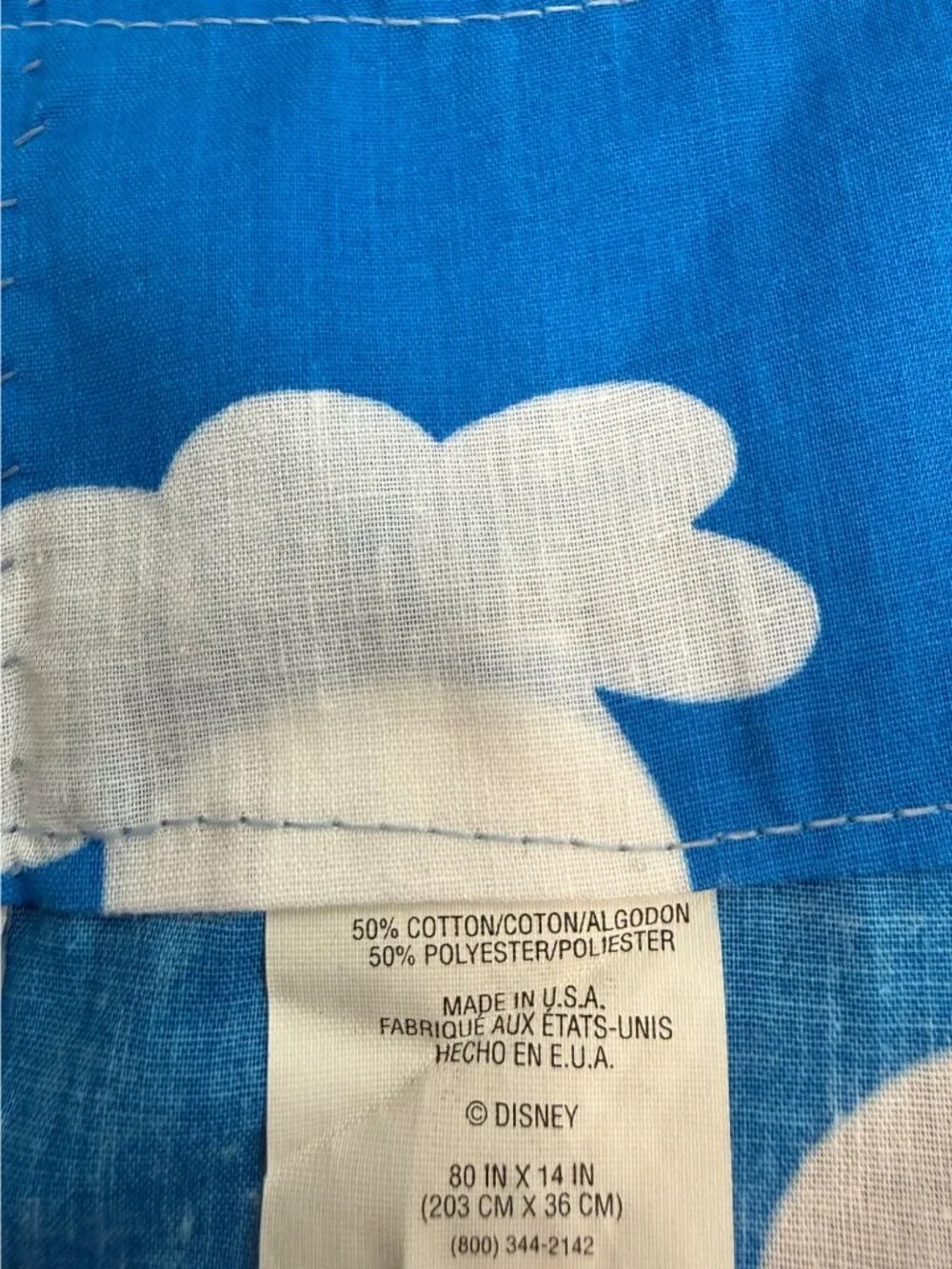 Vintage Disney Winnie the Pooh Blue Fabric Valance Panel